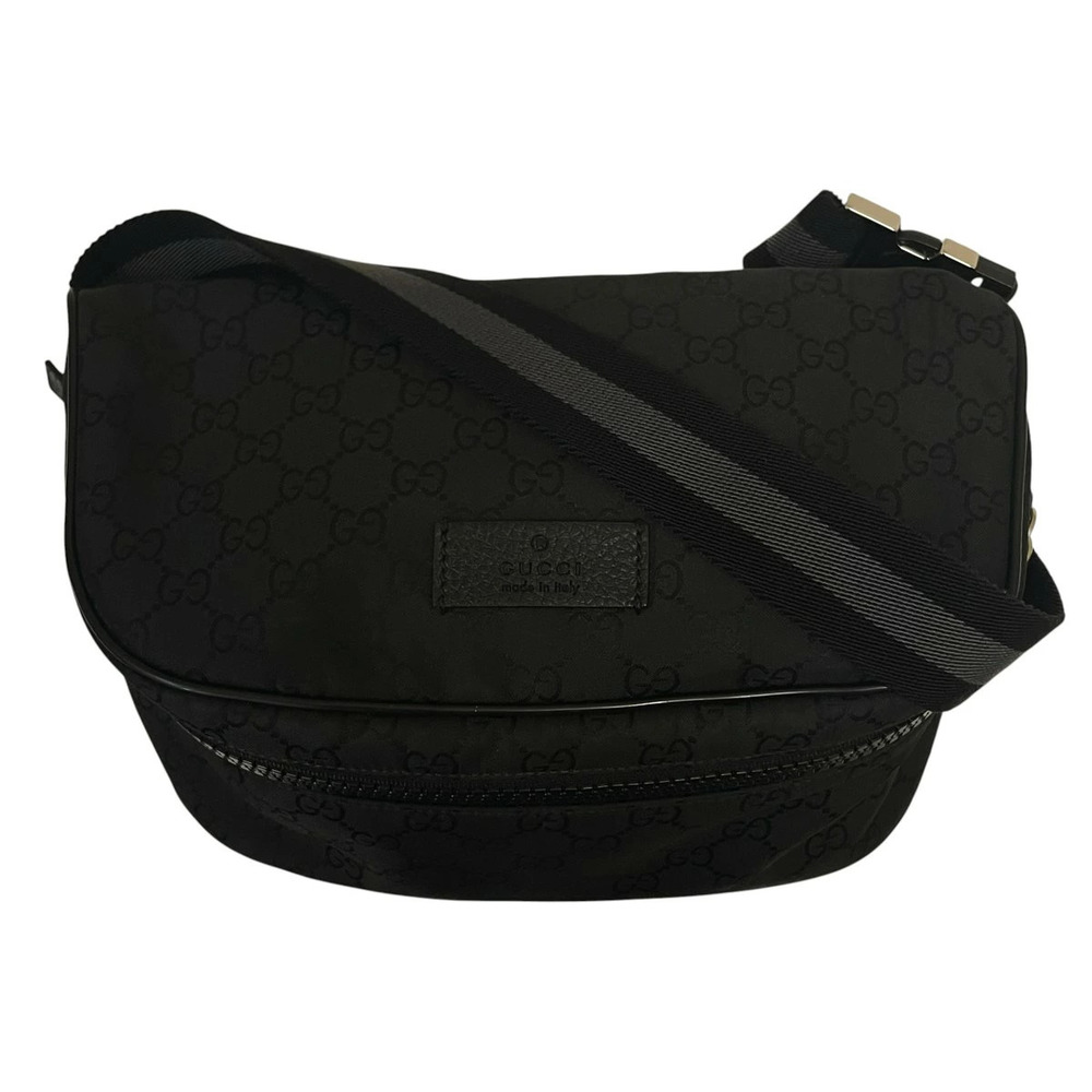 Gucci Guccissima Canvas Messenger Crossbody Bag Black
